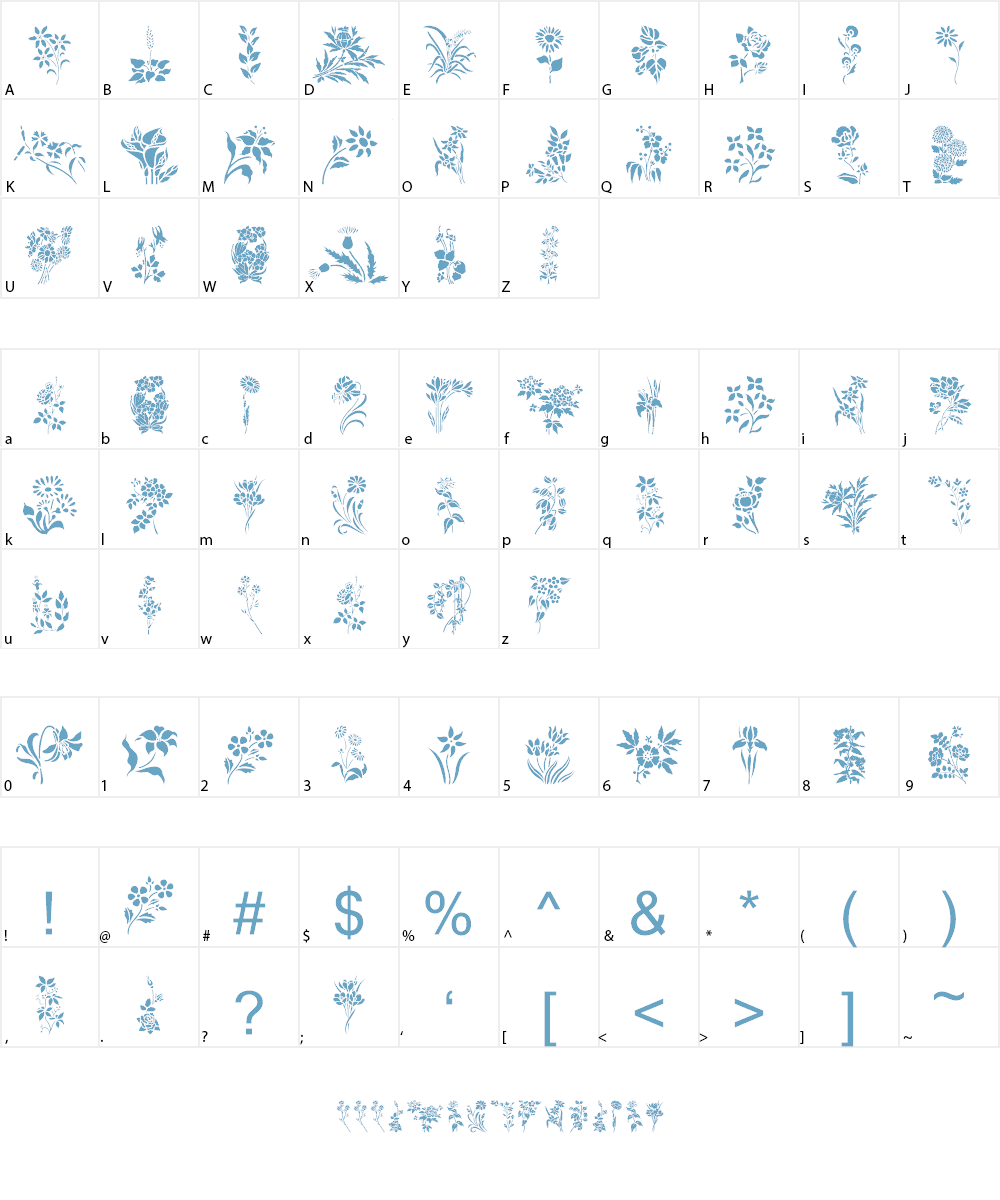 HFF Floral Stencil Font Character